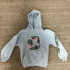 Kids Blue Hoodie with Floral Design